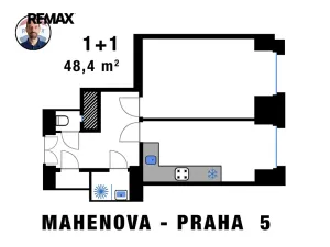 Pronájem bytu 1+1, Praha - Košíře, Mahenova, 48 m2