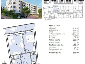 Prodej bytu 2+kk, Hustopeče, 58 m2