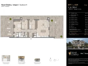 Prodej bytu 4+kk, Praha - Dolní Chabry, Hrušovanské náměstí, 118 m2