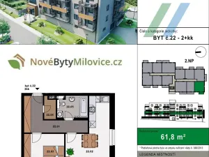 Prodej bytu 2+kk, Milovice, 56 m2