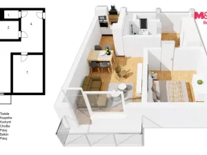 Prodej bytu 2+kk, Praha - Kobylisy, Rajmonova, 44 m2