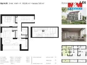 Prodej bytu 3+kk, Předboj, Ke Tvrzi, 104 m2