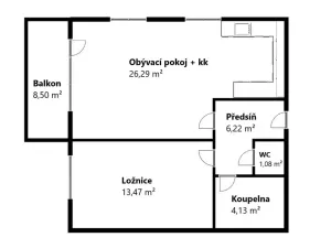 Pronájem bytu 2+kk, Praha - Háje, Loosova, 51 m2