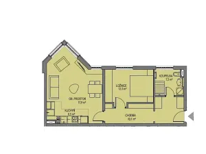 Pronájem bytu 2+kk, Lánov, 54 m2