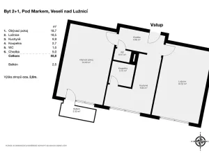 Pronájem bytu 2+1, Veselí nad Lužnicí, Pod Markem, 56 m2