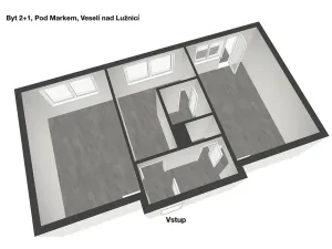 Pronájem bytu 2+1, Veselí nad Lužnicí, Pod Markem, 56 m2