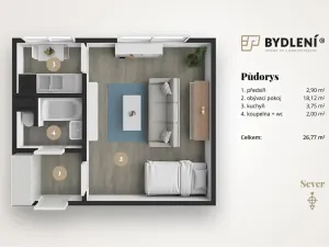 Prodej bytu 1+kk, Teplice, Hlávkova, 26 m2