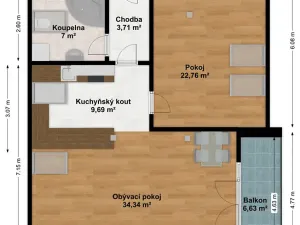 Pronájem bytu 2+kk, Plzeň, Resslova, 78 m2