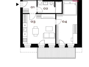 Prodej bytu 2+kk, Praha - Smíchov, Grafická, 44 m2