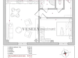Prodej bytu 2+kk, Benešov, Rubešova, 45 m2