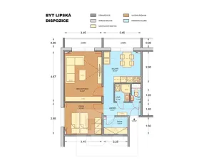 Pronájem bytu 2+1, Brno, Lipská, 55 m2