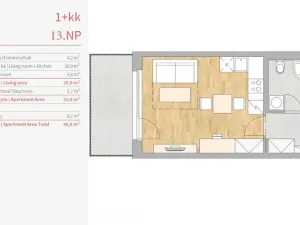 Pronájem bytu 1+kk, Praha - Modřany, Mezi vodami, 32 m2