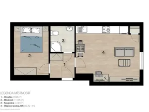 Pronájem bytu 1+kk, Brno, Vzhledná, 41 m2