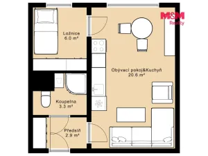 Pronájem bytu 2+kk, Praha - Žižkov, Habrová, 34 m2