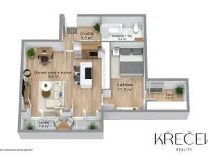 Pronájem bytu 2+kk, Třebíč, Tomáše Bati, 55 m2