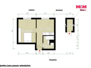 Pronájem bytu 1+1, Kaznějov, Školní, 36 m2