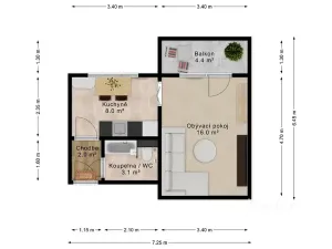 Prodej bytu 1+1, Bechyně, Písecká, 35 m2