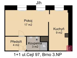 Prodej bytu 1+1, Brno, Cejl, 33 m2