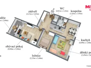 Prodej bytu 3+1, Chomutov, Kamenná, 60 m2