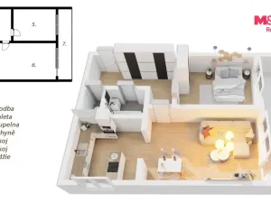 Pronájem bytu 2+1, Praha - Uhříněves, Na vysočině, 48 m2