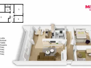 Prodej bytu 3+1, Praha - Střížkov, Rumburská, 56 m2