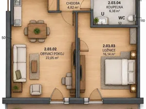 Pronájem bytu 2+kk, Chlumec nad Cidlinou, Rooseveltova, 49 m2