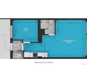 Pronájem bytu 2+kk, Praha - Libeň, U školičky, 43 m2