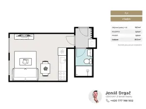 Pronájem bytu 1+kk, Praha - Nusle, Sezimova, 31 m2