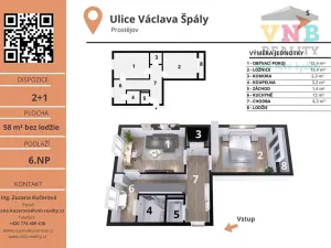 Pronájem bytu 2+1, Prostějov, Václava Špály, 58 m2