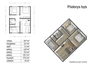 Prodej bytu 3+1, Dolní Dvořiště, 61 m2