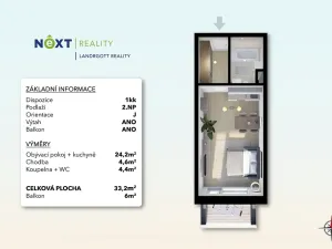 Pronájem bytu 1+kk, Slaný, Lázeňská, 34 m2