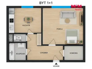 Pronájem bytu 1+1, Nymburk, Mládežnická, 40 m2