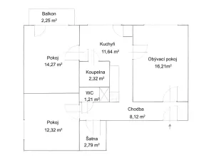Prodej bytu 3+1, Hodonín, Sadová, 73 m2