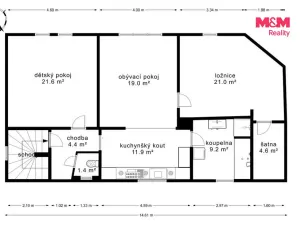 Prodej bytu 3+1, Milovice, Mírová, 93 m2