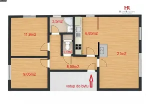 Prodej bytu 3+1, Jankov, Malostranská, 67 m2