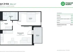 Pronájem bytu 2+kk, Oslavany, náměstí 13. prosince, 50 m2