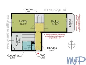 Prodej bytu 2+1, Třebíč, Čajkovského, 57 m2