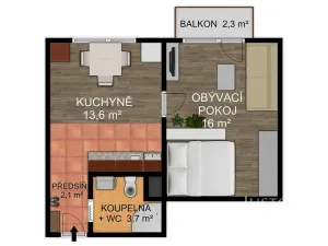 Pronájem bytu 1+1, Písek, třída Přátelství, 38 m2