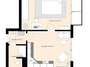 Pronájem bytu 2+kk, České Budějovice, J. Opletala, 35 m2