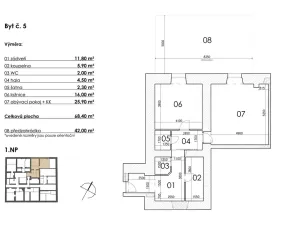 Prodej bytu 2+kk, Postupice, Blanická, 68 m2