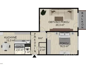 Prodej bytu 2+1, Písek, Harantova, 63 m2
