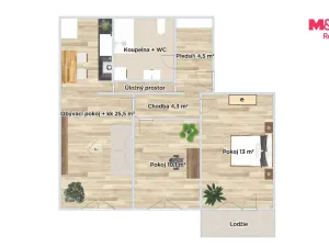 Prodej bytu 3+1, Praha - Hostivař, Loučimská, 63 m2