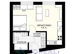 Prodej bytu 1+kk, Praha - Michle, U michelského mlýna, 32 m2