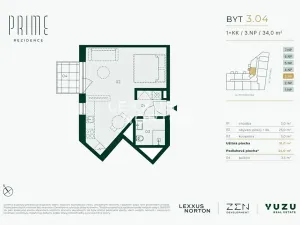 Prodej bytu 1+kk, Praha - Libeň, Primátorská, 31 m2
