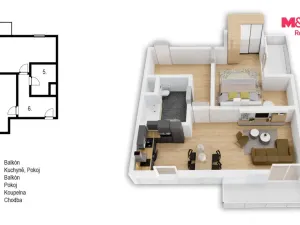 Pronájem bytu 2+kk, Pardubice - Ohrazenice, U Sportovní školy, 51 m2