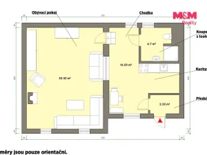 Pronájem bytu 1+1, Trstěnice, 37 m2