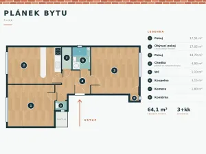 Pronájem bytu 3+kk, Praha - Smíchov, Nad Koulkou, 64 m2
