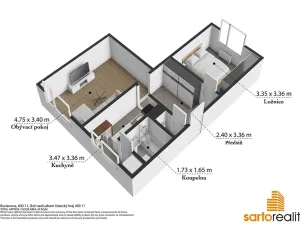 Prodej bytu 2+1, Ústí nad Labem, Burianova, 49 m2