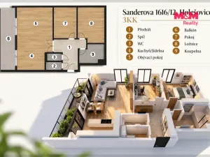 Prodej bytu 3+kk, Praha - Holešovice, Sanderova, 83 m2