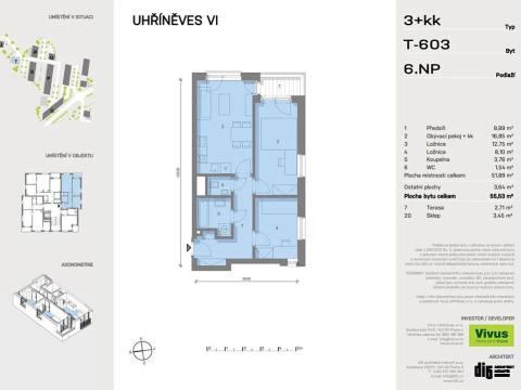 Prodej bytu 3+kk, Praha - Uhříněves, Karla Guta, 59 m2